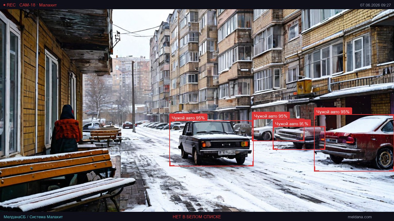 Работа LPR-системы Малахит: распознавание номера, проверка в базе, управление шлагбаумом